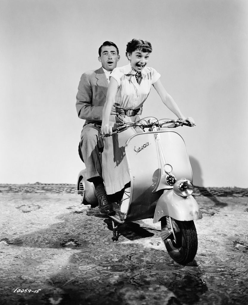 Gregory-Peck-Audrey-Hepburn Riding Moped