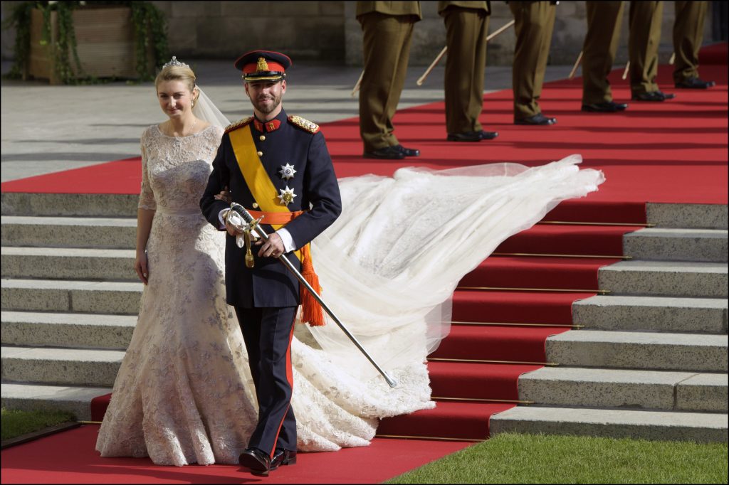 Stefánia luxemburgi hercegné és Vilmos luxemburgi herceg az esküvőjükön