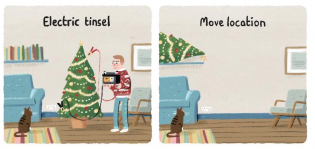 A villanypásztor és a karácsonyfa elrejtése a családot is távol tartja, nem csak a macskát