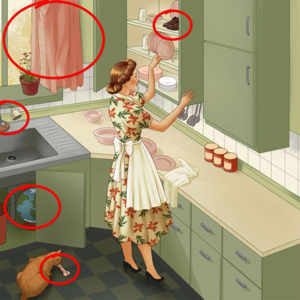 A piros karikával jelölt részeken található az 5 hiba a képen