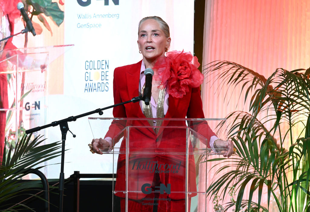 Sharon Stone a The Hollywood Report Raising Our Voices ebédjén mondott beszédet