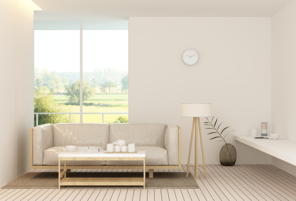 Az egyszínű falak a tágas terek és nagy belmagasság illúzióját keltik