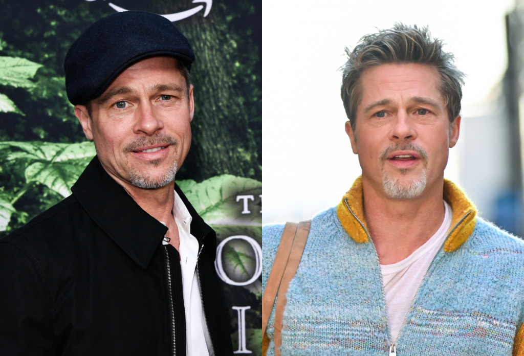 Brad Pitt 2017-ben (balra) és 2023-ban (jobbra)