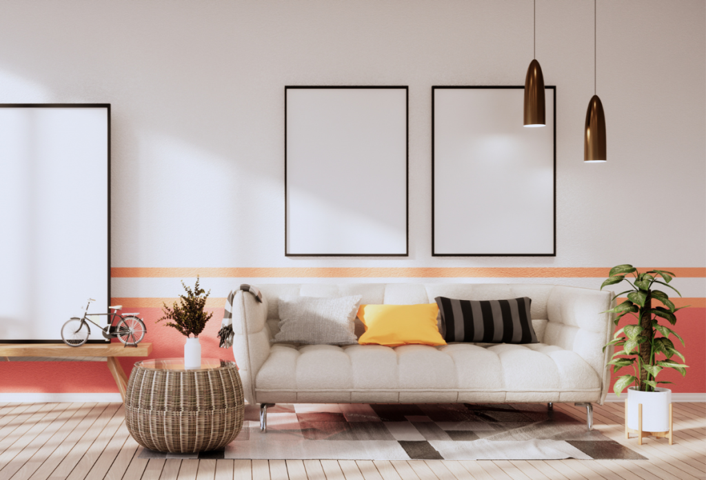 Az óvatosabbak választhatják azt is, hogy csak egy másik színű csíkot festenek a falra