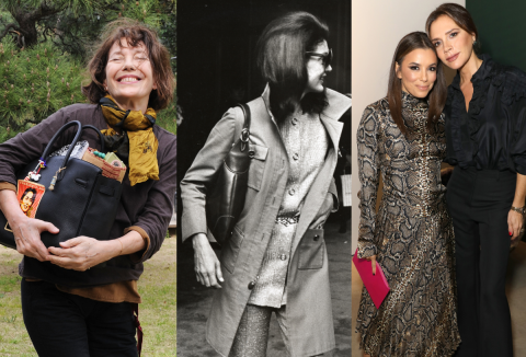 Jane Birkin, Jackie Kennedy Onassis, Eva Longoria, Victoria Beckham luxustáska múzsa híres nők
