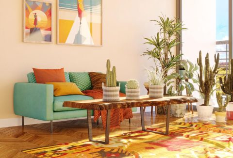 Színes padló lakásdekoráció