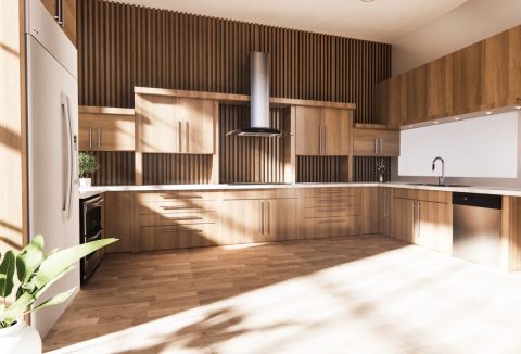 Sötét fa bútor lakásdekoráció trend 2025