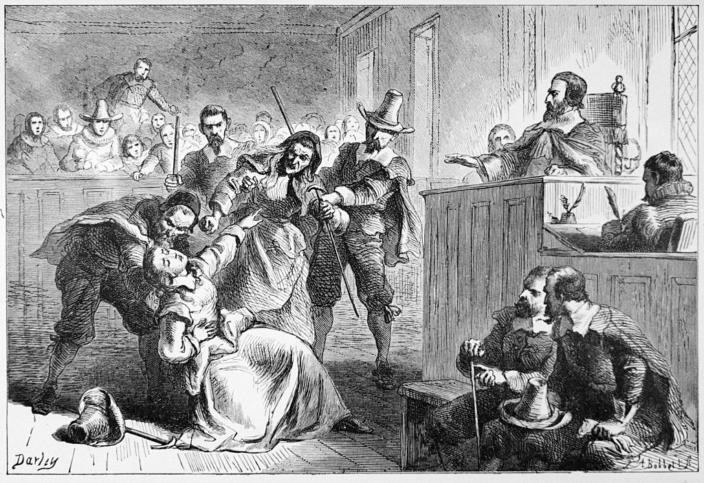 Korabeli metszet egy salemi boszorkányperről