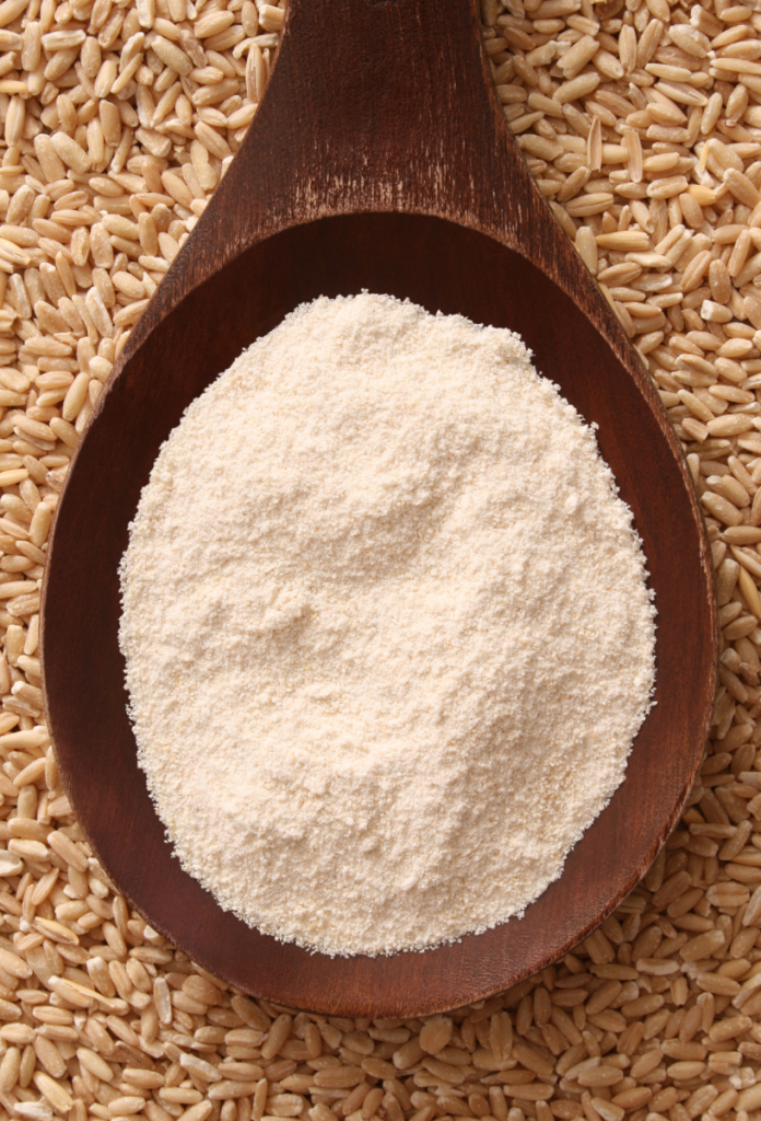 Kolloid zabliszt kanálban háttérben zabszemekkel