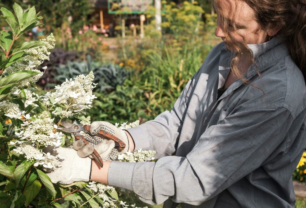 Egy laza, hosszú ujjú ing kényelmes és praktikus kertészkedéshez