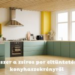 Esztétikus, modern, letisztult konyha sárga falakkal és zöld konyhabútorral