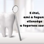 Számítógépes grafika, fehér fog, mellé támasztott fogorvosi tükör