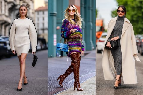 Modellek kötött ruhában vonulnak