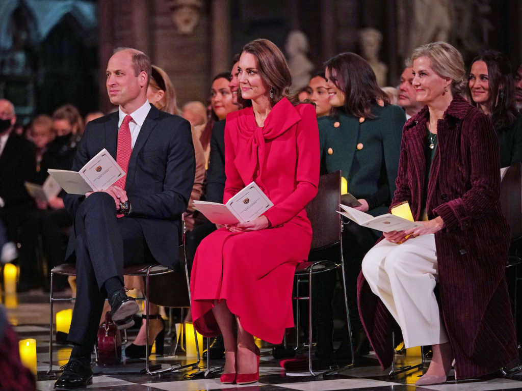 Katalin hercegné és Vilmos herceg 2021 decemberében a westminsteri apátságban