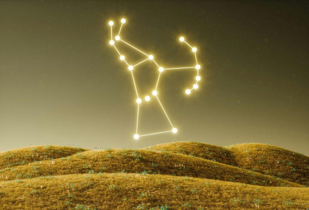 Nyilas szezon csillagképe az égbolton számítógépes grafika