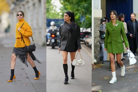 Modellek zoknis szettben vonulnak az utcán