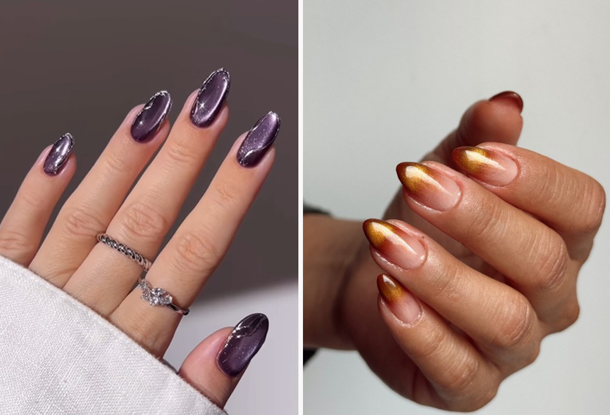 Két női kéz, amiket bársony körmök díszítenek