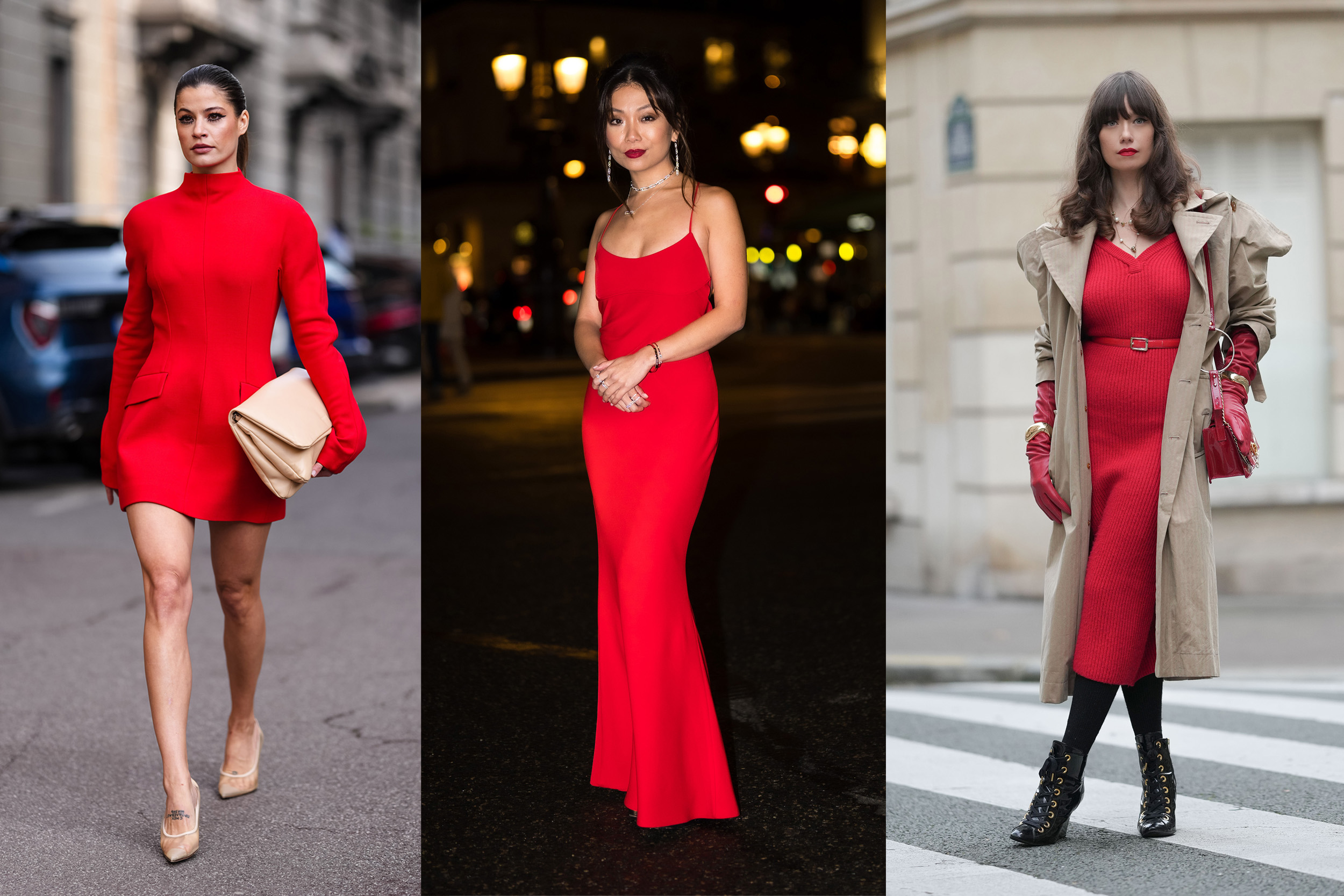 Modellek piros ruhában