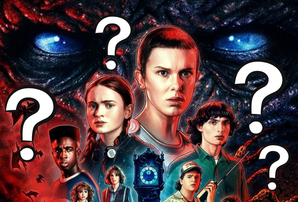 Stranger Things plakát fehér kérdőjelekkel