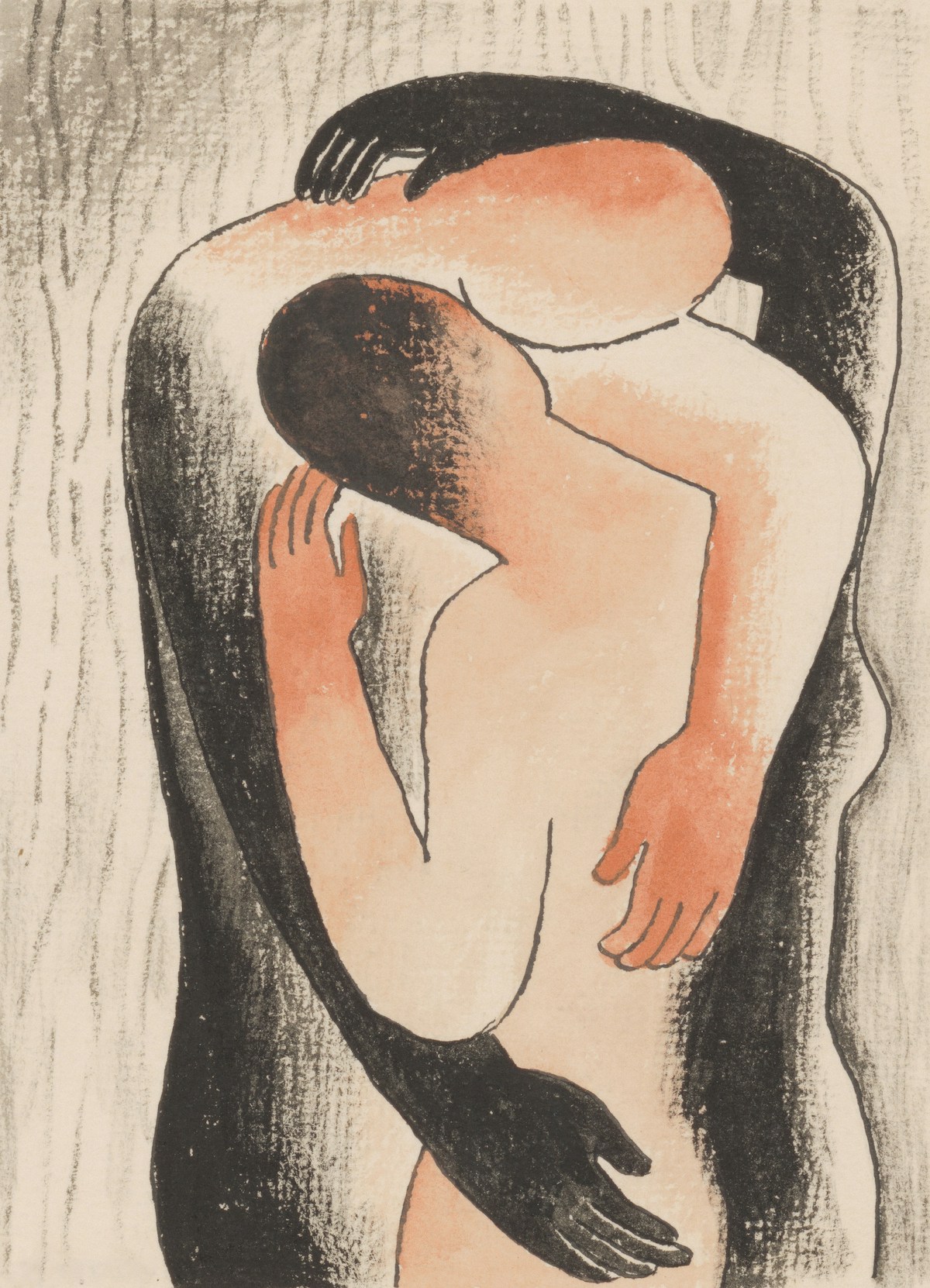 grafika, ölelkező pár