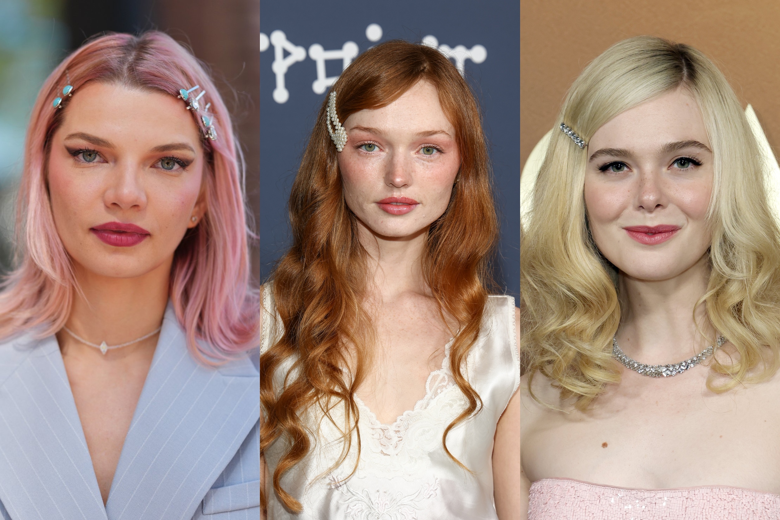 Modellek köves hajkiegészítőkben