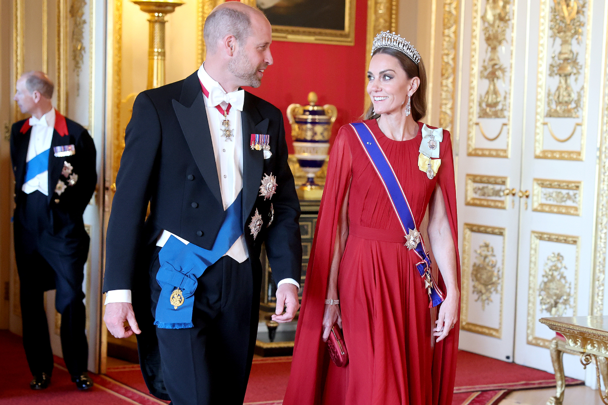 William walesi herceg és Katalin walesi hercegné részt vesznek az állami vacsorán a windsori kastélyban 2025. július 8-án, Angliában.