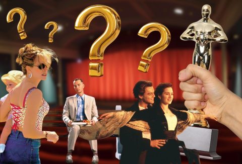 Moziterem, kéz Oscar-díjat fog, jelenetek Oscar-díjas filmekből: Erin Brockovitch, Forrest Gump, Titanic