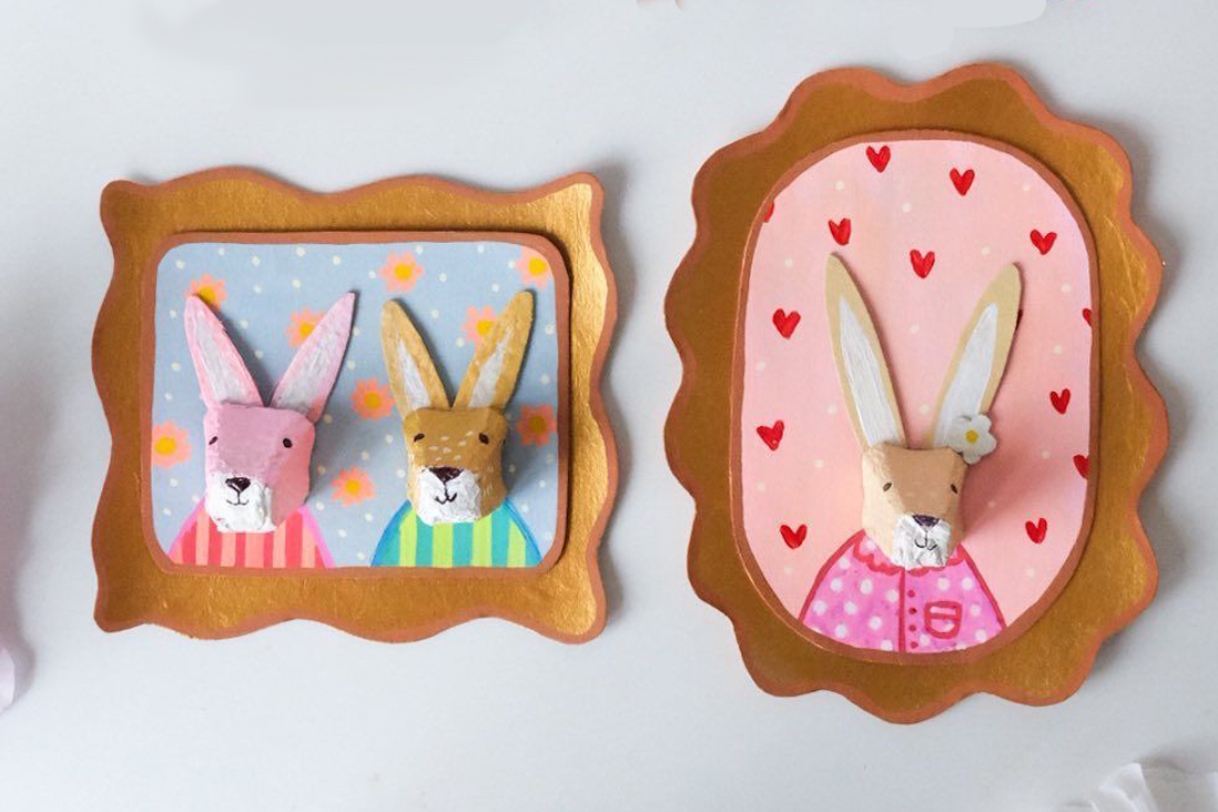 DIY Húsvéti dekoráció nyuszi portrék tojástartóból