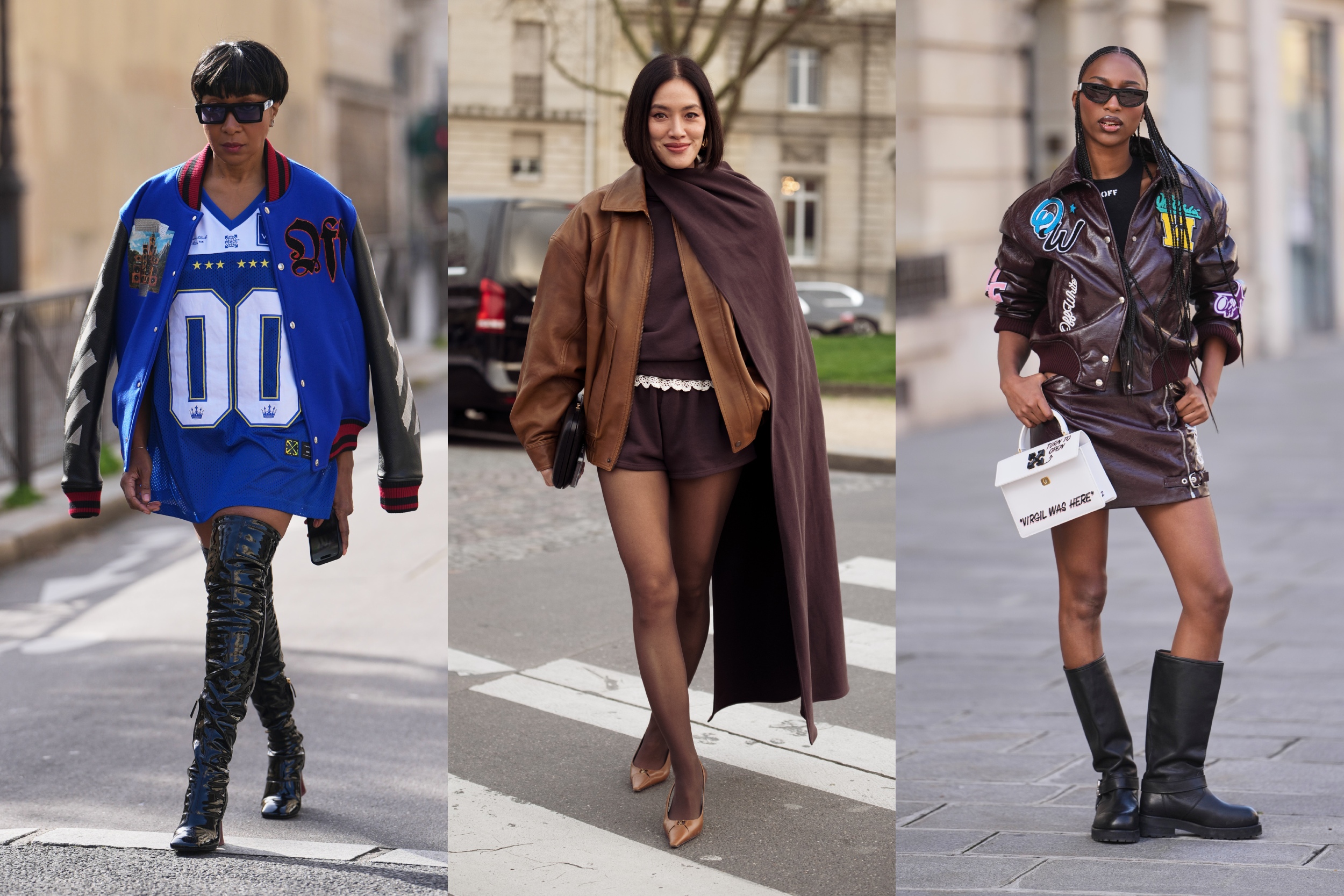 Modellek bomberdzsekiben pózolnak az utcán