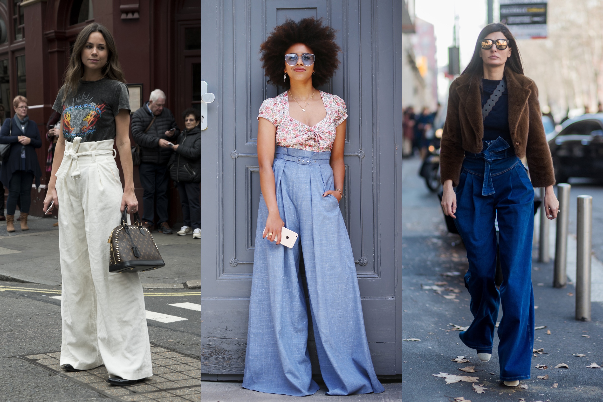 Nők paperbag nadrágban pózolnak