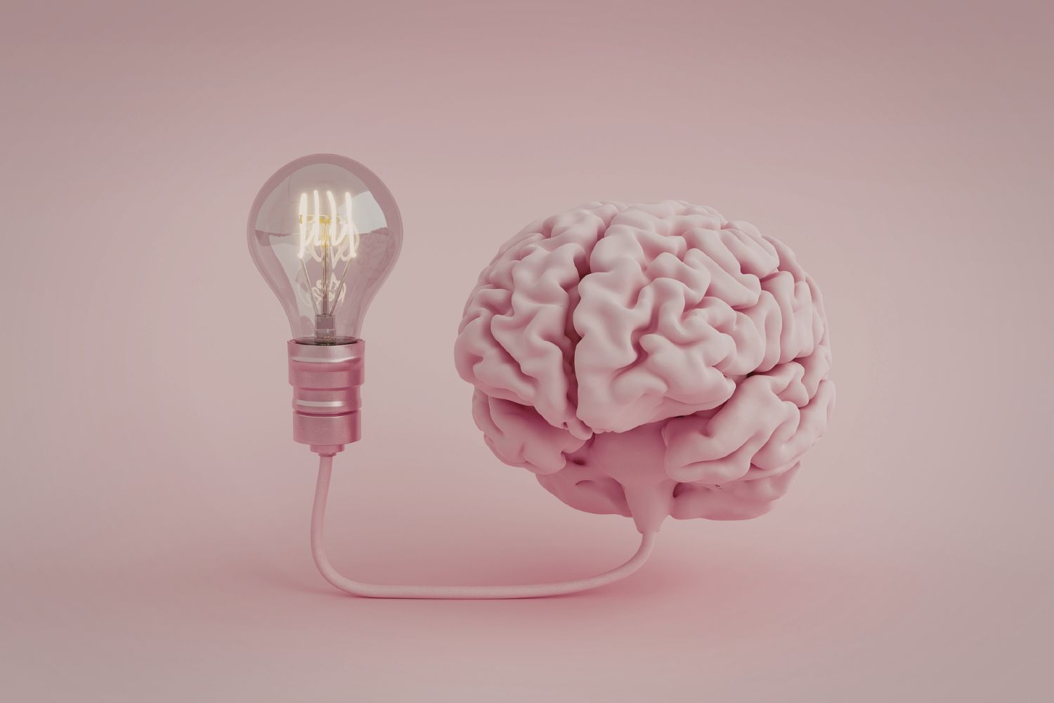 Púderrózsaszín hatású kompozíció agy és villanykörte kapcsolatáról