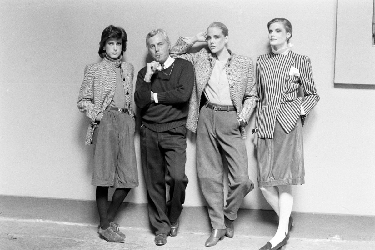 Giorgio Armani és az 1980-as őszi–téli kollekció modelljei