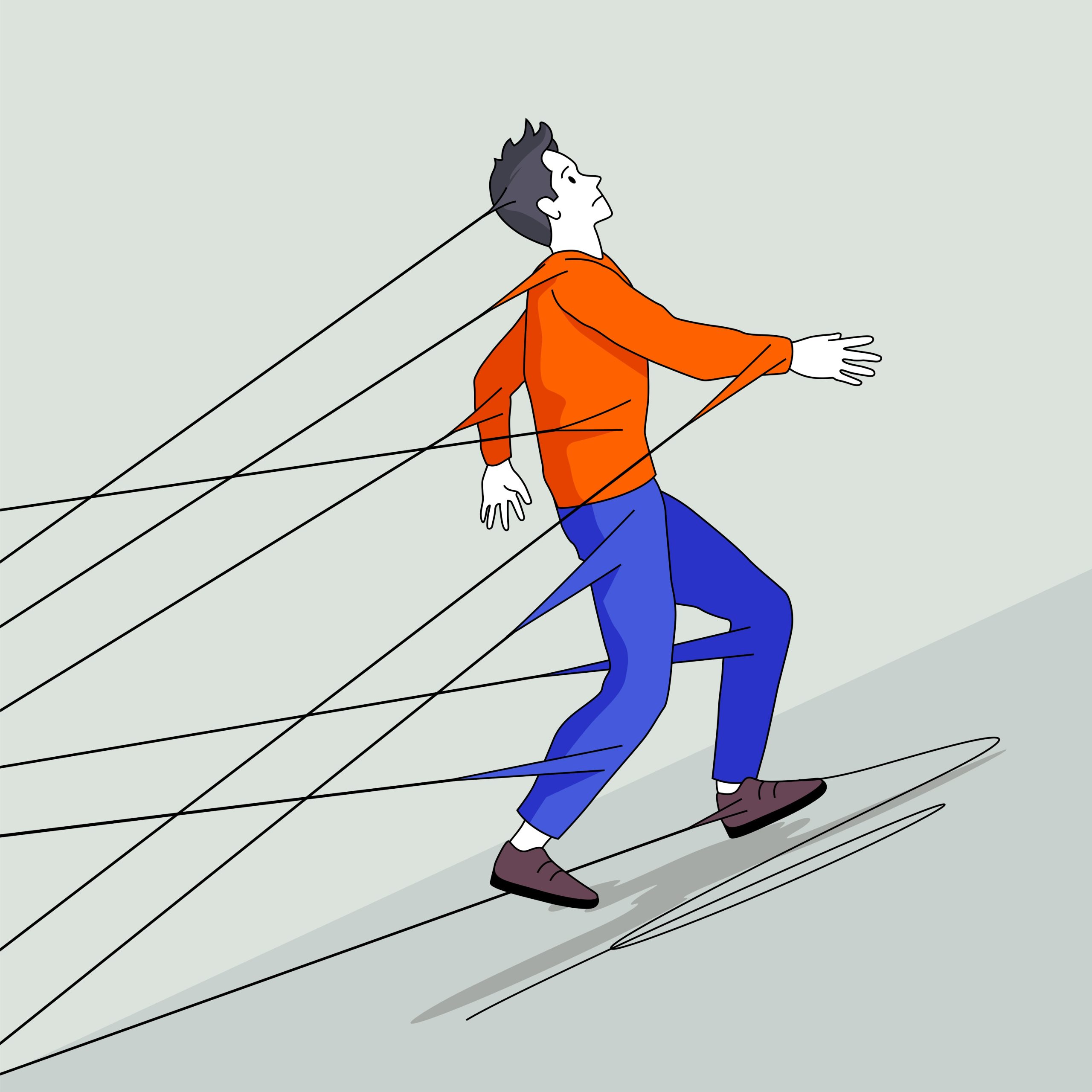 Manipuláció grafika, egy férfit madzagon rángatnak
