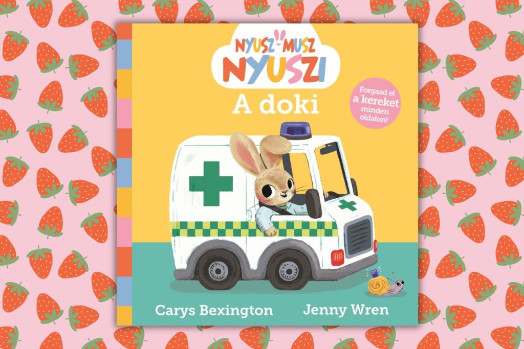 konyvek-gyereknapra-2026-nyusz-musz-doki | Marie Claire Nyusz-Musz Nyuszi - A doki epres háttéren