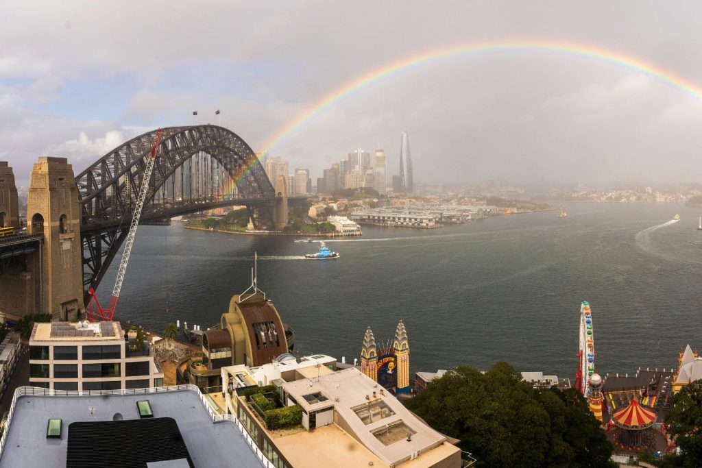 Sydney távlati fotó szivárvánnyal