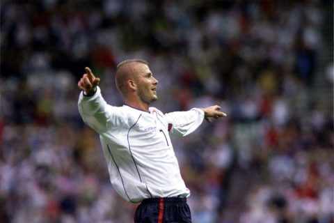 David Beckham a 2001. május 25-ei barátságos nemzetközi mérkőzésen– Anglia–Mexikó között.