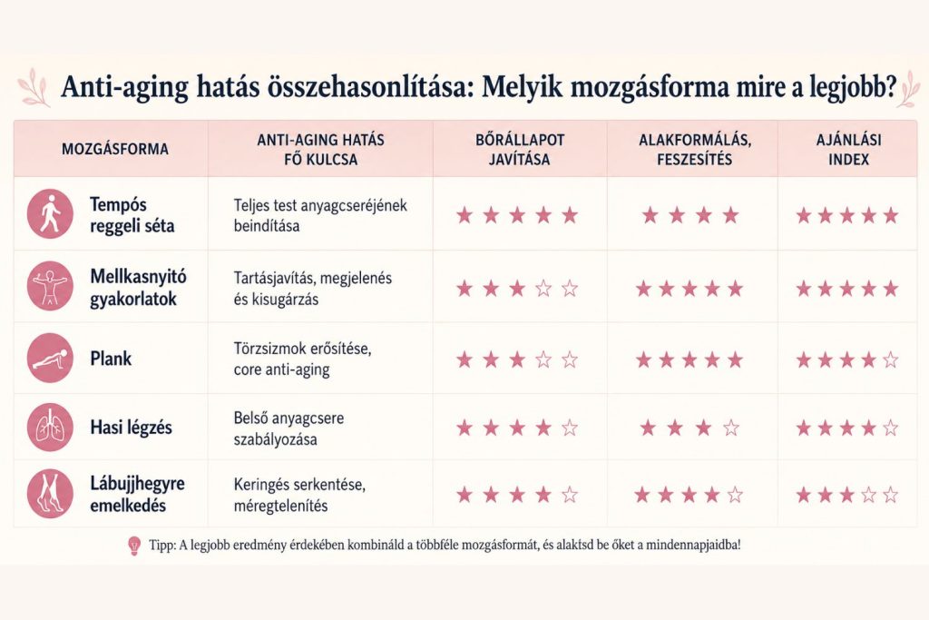 mozgasforma-35-felett-tablazat | Marie Claire Különböző mozgásformák és hatásuk a fiatalság megőrzésére 35 felett táblázatban