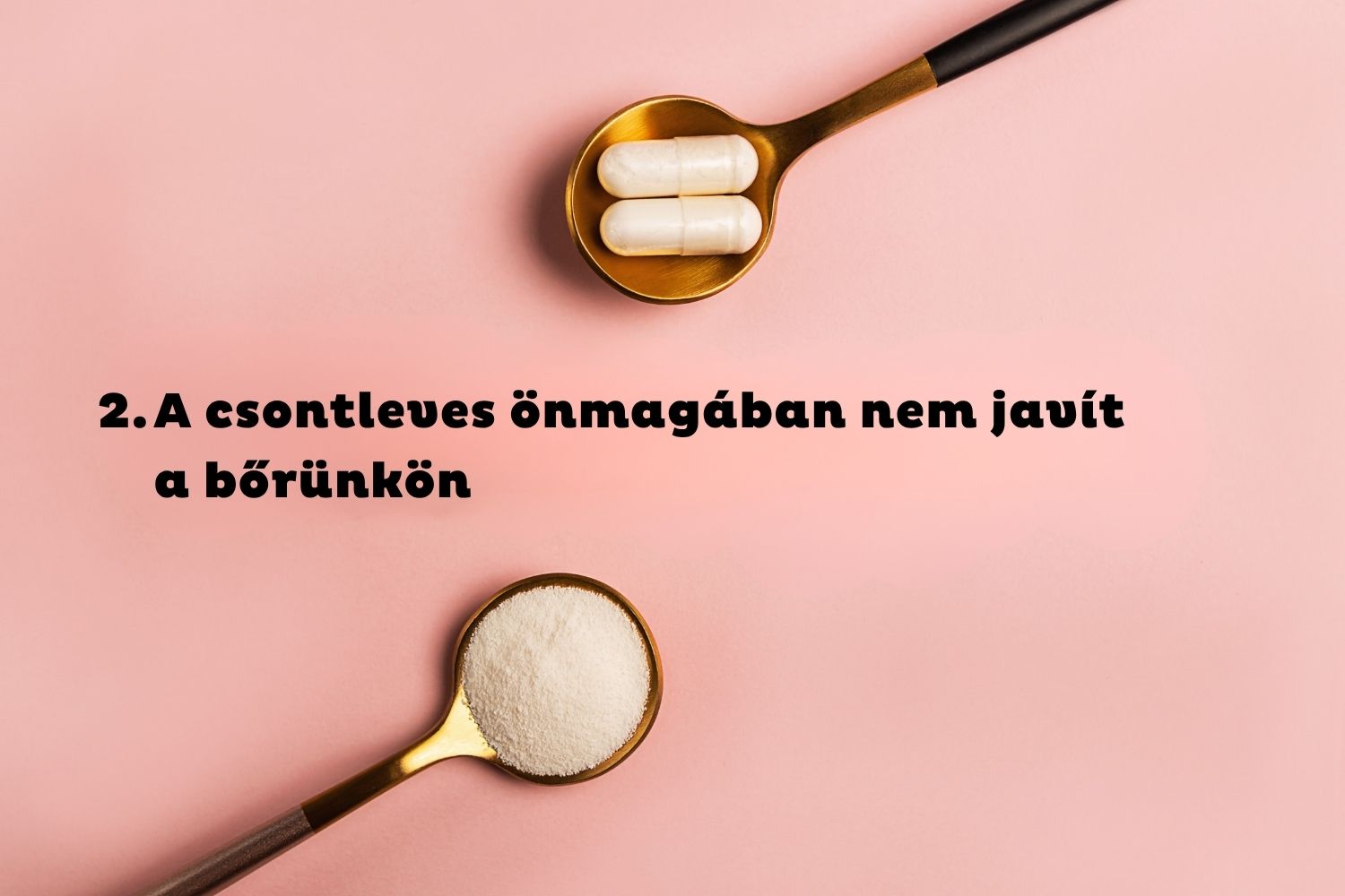 Rózsaszín háttér, különböző kollagéntermékek kanalakban
