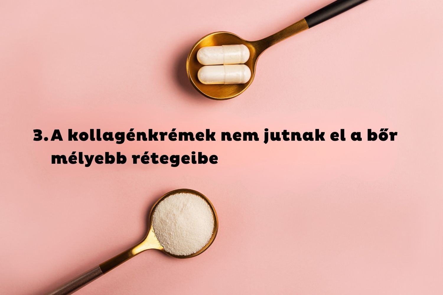 Rózsaszín háttér, különböző kollagéntermékek kanalakban