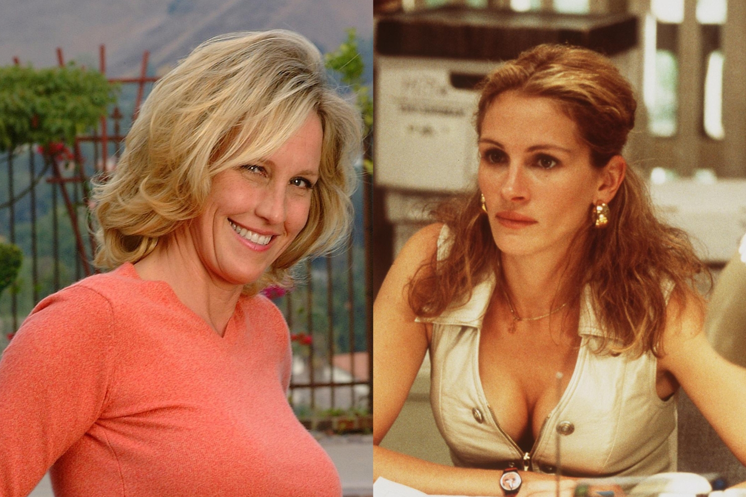 Erin Brockovitch balra, jobbra Julia Roberts az Erin Brockovitchról készült filmben